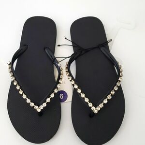 💋Black Rhinestone Sandals